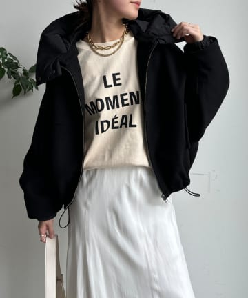 DOUDOU(ドゥドゥ) 【WEB限定】フラノ×タフタブルゾン