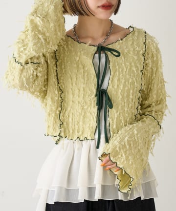 w closet(ダブルクローゼット) 【25AW】配色メロウボレロブラウス