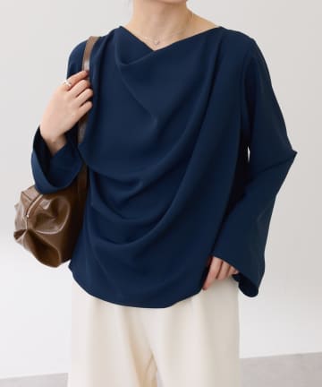 COLLAGE GALLARDAGALANTE(コラージュ ガリャルダガランテ) 【上品見え/腰回りカバー】フロントドレープブラウス/セレモニー