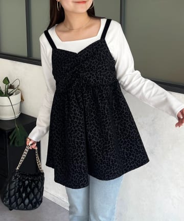 prose verse(プロズヴェール) ベロアサスペンダーレオパードビスチェ