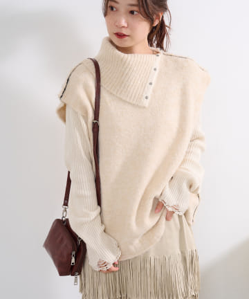 OUTLET(アウトレット) 【Kastane】アシメハイネックニットベスト
