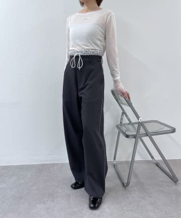mline(エムライン) [mline]レースレイヤード スラックスパンツ
