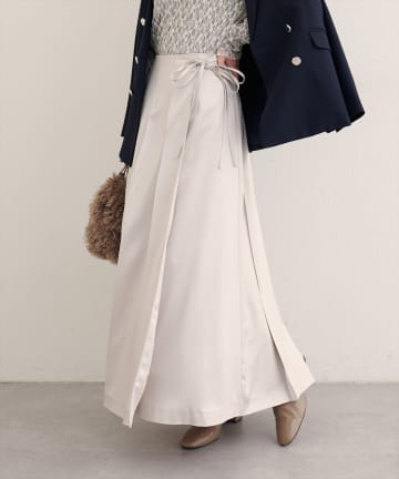 natural couture(ナチュラルクチュール) レザータッチプリーツラップスカート