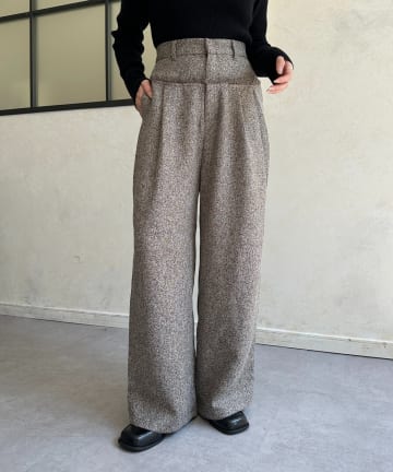 Thevon.(ゼヴォン) ツイード切替フリンジタックパンツ