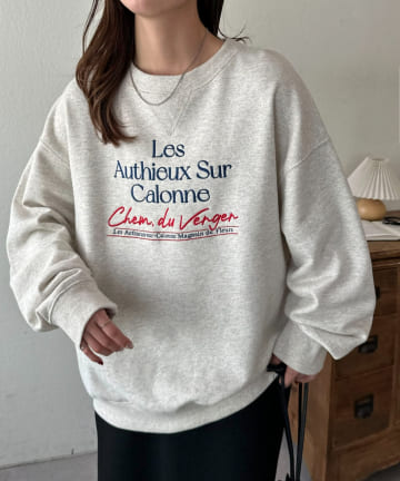 DISCOAT(ディスコート) 【こなれ感アップ◎ユニセックス】LesAuthieux刺繍ロゴスウェット