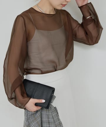 GALLARDAGALANTE(ガリャルダガランテ) シアーカーブスリーブブラウス