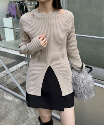 OUTLET(アウトレット) 【mystic】ベロアライクリブニット