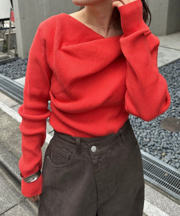 OUTLET(アウトレット) 【mystic】オフショルリブニット