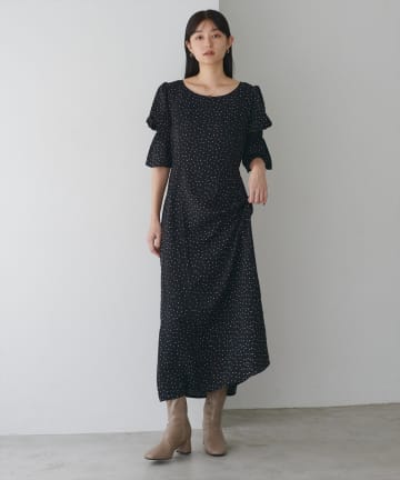 natural couture(ナチュラルクチュール) 【WEB限定】キャンディースリーブパイピングワンピース