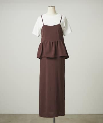 NICE CLAUP / OLIVE des OLIVE OUTLET(ナイスクラップ  / オリーブ デ オリーブ アウトレット) 2セットアイテム【RMAF】ドッキング風キャミワンピ＋Tシャツ