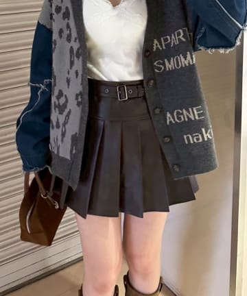 NICE CLAUP / OLIVE des OLIVE OUTLET(ナイスクラップ  / オリーブ デ オリーブ アウトレット) 【RMAF】ベルト付合皮ミニスカート