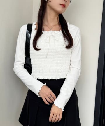 NICE CLAUP / OLIVE des OLIVE OUTLET(ナイスクラップ  / オリーブ デ オリーブ アウトレット) 【one after another】シャーリング長袖