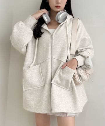 one after another NICE CLAUP(ワンアフターアナザー ナイスクラップ) 【WEB限定】ビッグシルエットジップパーカー／裏毛