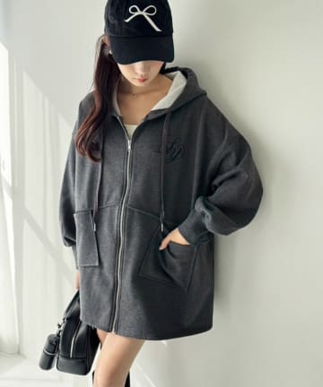 one after another NICE CLAUP(ワンアフターアナザー ナイスクラップ) 【WEB限定】ビッグシルエットジップパーカー／裏毛
