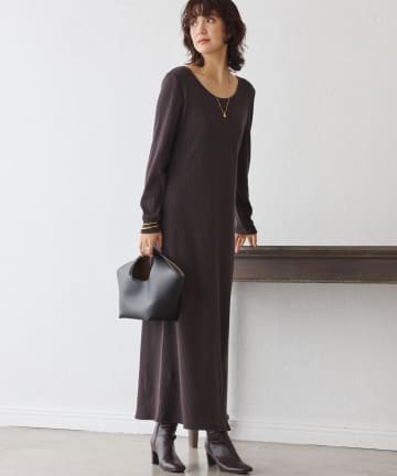 予約【新色追加】【全骨格細見え】NEW2WAYロングリブワンピース