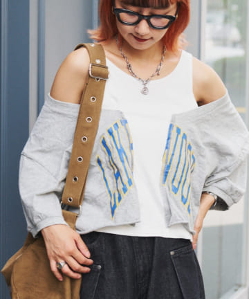 CIAOPANIC TYPY(チャオパニックティピー) etsintaリメイクオフショルハーフスリーブtee
