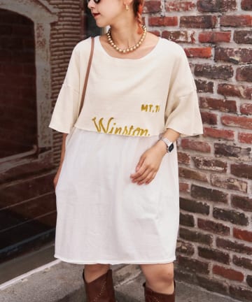 CIAOPANIC TYPY(チャオパニックティピー) etsintaオーバーサイズタンク付ショートtee