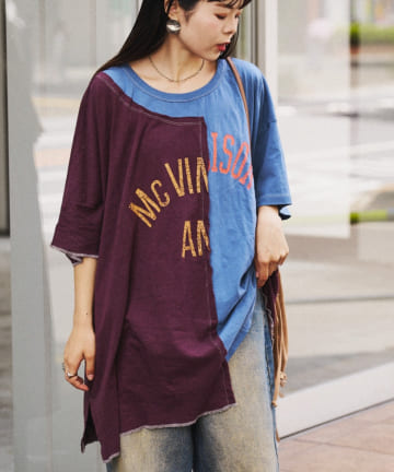 CIAOPANIC TYPY(チャオパニックティピー) etsintaリメイクカレッジアシメオーバーtee
