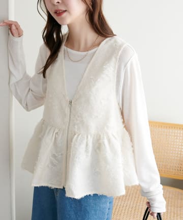 DISCOAT(ディスコート) 【SS先行/WEB限定】ジップフリルベスト