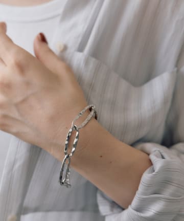 《金属アレルギー対応/ステンレス》テクスチャーBIGチェーンブレスレット