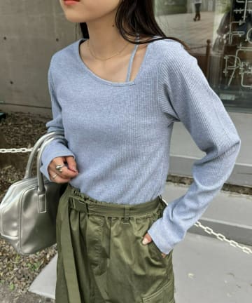 CIAOPANIC TYPY(チャオパニックティピー) W【WEB限定】アシメネックリブロンTee