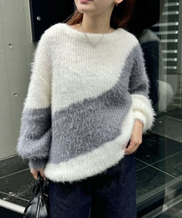 OUTLET(アウトレット) 【mystic】シャイニーバイカラーニット