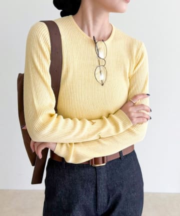 FREDY & GLOSTER(フレディ アンド グロスター) ウール混ベーシックリブニットプルオーバー