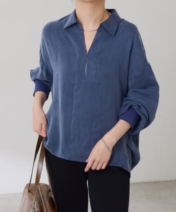 COLLAGE GALLARDAGALANTE(コラージュ ガリャルダガランテ) 【お尻周りカバー】スキッパー袖リブブラウス