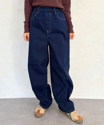 LOCUST(ローカスト) 【楽ちん/体型カバー】 裏起毛ストレッチワイドデニム