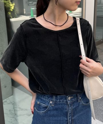 CIAOPANIC TYPY(チャオパニックティピー) シアーフロッキービンテージ加工半袖トップス