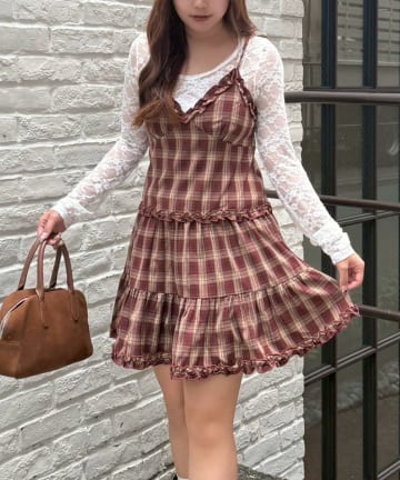 NICE CLAUP / OLIVE des OLIVE OUTLET(ナイスクラップ  / オリーブ デ オリーブ アウトレット) トレンドitem【RMAF】チェックティアードキャミチュニック