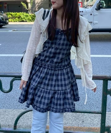 NICE CLAUP / OLIVE des OLIVE OUTLET(ナイスクラップ  / オリーブ デ オリーブ アウトレット) チェックティアードキャミチュニック