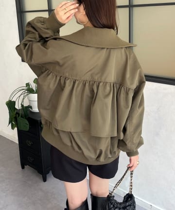 prose verse(プロズヴェール) 【丈が選べる！】Wジップビッグカラーフリルブルゾン