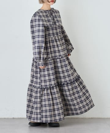 w closet(ダブルクローゼット) スクエアカラーティアードワンピ－ス