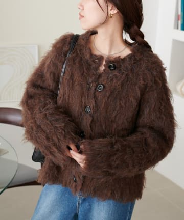 DISCOAT(ディスコート) 【思わず触れたくなる！】シャギーカーディガン