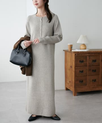 【高身長＆低身長サイズあり】モチモチリブヘンリーワンピース《WEB限定カラーあり》