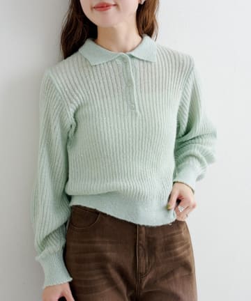 Kastane(カスタネ) 【新色追加】B スパンコールニットポロ