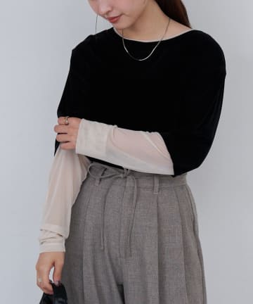 Kastane(カスタネ) 【前後2WAY】B ベロアレイヤードライクトップス