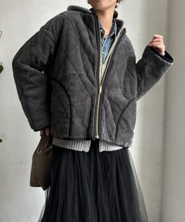 DOUDOU(ドゥドゥ) 【WEB限定】リバーシブルファーキルトコート