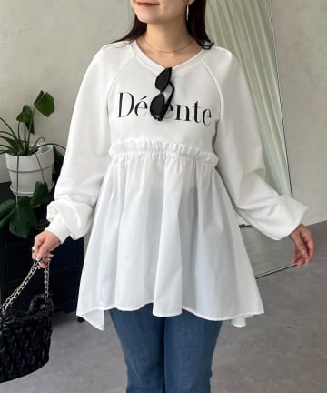 prose verse(プロズヴェール) フリルギャザーロゴペプラムスウェット