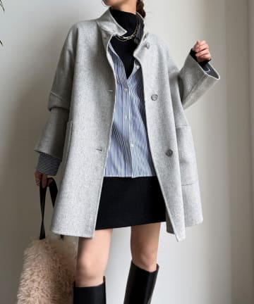 DOUDOU(ドゥドゥ) 【WEB限定】ウールライトリバースタンドコート