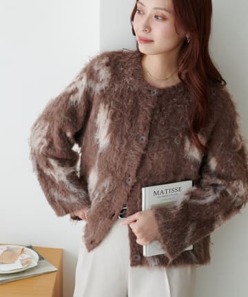 DISCOAT(ディスコート) 花柄シャギーカーディガン