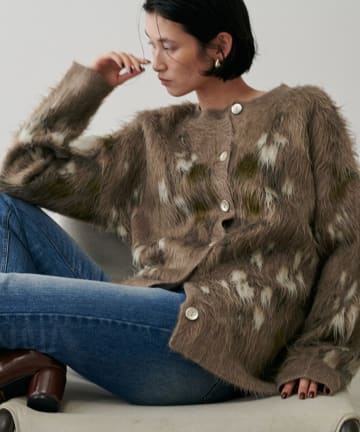 LARUTA(ラルータ) 花柄ジャガードシャギー2WAYニット