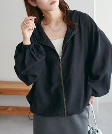 DISCOAT(ディスコート) 【WEB限定】シアークレープフード付ブルゾン