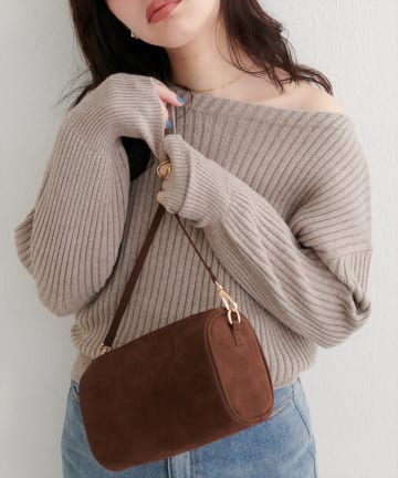 natural couture(ナチュラルクチュール) もちもちワイドリブぽわ袖ニット