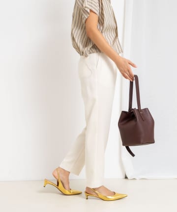 ウォッシャブル麻調スリムパンツ