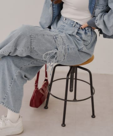 NICE CLAUP / OLIVE des OLIVE OUTLET(ナイスクラップ  / オリーブ デ オリーブ アウトレット) 【RMAF】リボンカーゴパンツ