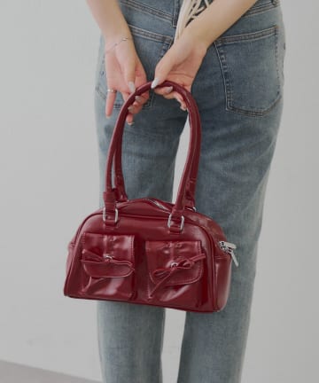 NICE CLAUP / OLIVE des OLIVE OUTLET(ナイスクラップ  / オリーブ デ オリーブ アウトレット) 【RMAF】リボン2ポケット付ボストンbag