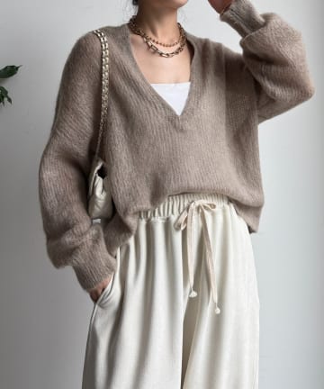 DOUDOU(ドゥドゥ) 起毛モヘヤスキッパープルオーバー