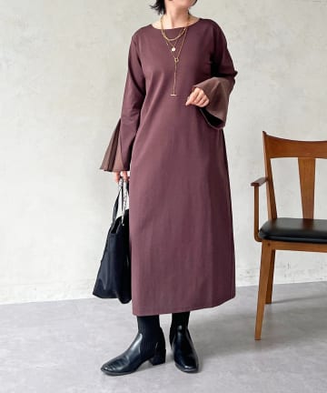 Croisiere(クロジエール) シルケットポンチフレアスリーブワンピース